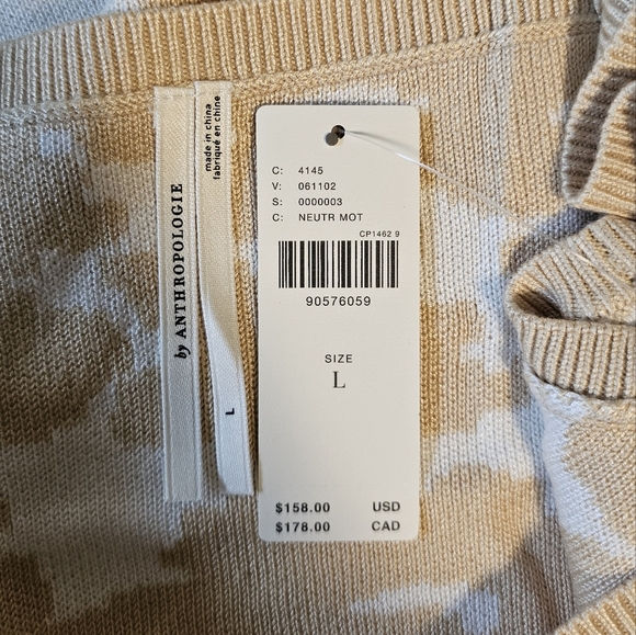 By Anthropologie Maritime Sleeveless Mini Sweater Dress in Neutral Motif, Size L - Picture 6 of 8